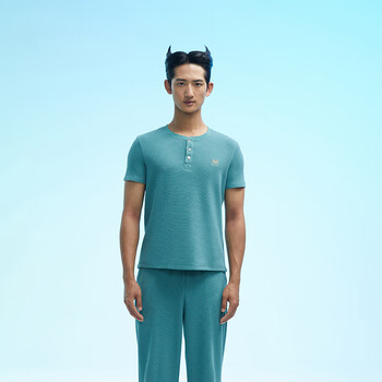 猫人miiow王俊凯同款猫人春秋季家居服男款睡衣夏天短袖长裤两件套装