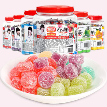 小样酸q糖18g30根qq糖果汁软糖橡皮糖儿童水果糖零食柠檬味30支罐装