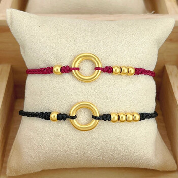 禧臣999足金平安扣手链男女情侣款黄金转运珠编织手绳七夕情人节礼物