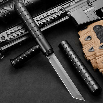 便携户外棍中刀一体刀具退役防身刀小型登山手提钓鱼刀黑色60以下98cm