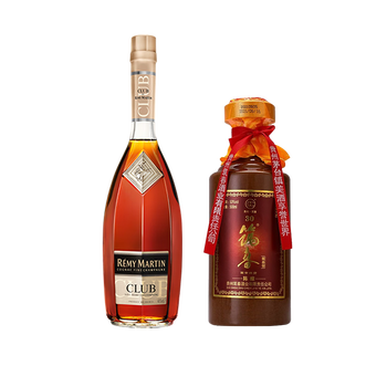 贵州酱酒筑春陈酿30酱香型白酒53度500ml 人头马club1000ml 法国原装