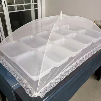 防蝇网罩折叠商用菜罩加大长方形白透明罩子食品盖防尘餐桌罩家用白色