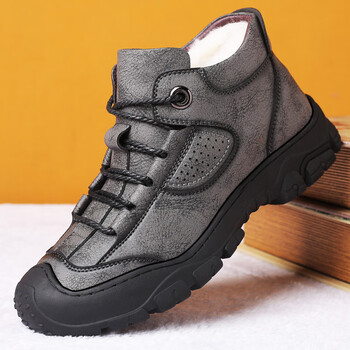 冬季保暖军勾羊毛棉皮鞋男士防寒靴加厚羊毛棉鞋高帮冬鞋加绒保暖鞋