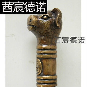 纯铜拐杖黄铜拐杖铜龙头拐杖生肖拐杖头工艺品摆件sn9426生肖猪拐杖