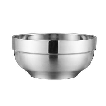 泡面碗家用儿童学生成人米饭碗食堂汤碗5个装勺子食品级304不锈钢15cm
