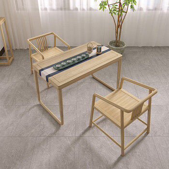 优特明新中式阳台茶桌椅组合原木色实木小茶台现代简约家用小户型小