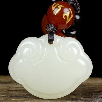 奥展和田玉吊坠宝宝长命锁吊坠平安锁如意锁玉坠男女款宝宝锁玉佩玉石