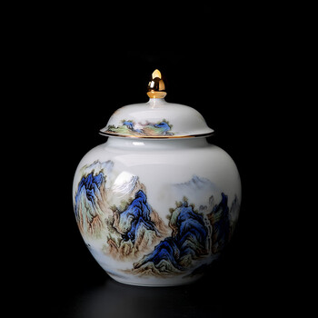 粉彩千里江山茶叶罐【单个礼盒装】