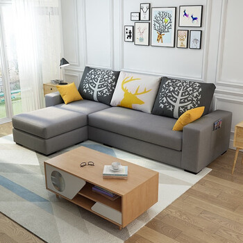 bsxzq沙发简约客厅转角组合经济整装 带贵妃榻3.2米