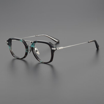CELLI总宽150日本设计师复古纯钛板材眼镜框男大脸眼镜架近视眼镜大框 深花枪色 单买镜框-不配近视镜片