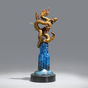 乾恋轻奢高端铜摆件金龙戏珠工艺品生肖铜龙办公室书房家居装饰品摆设