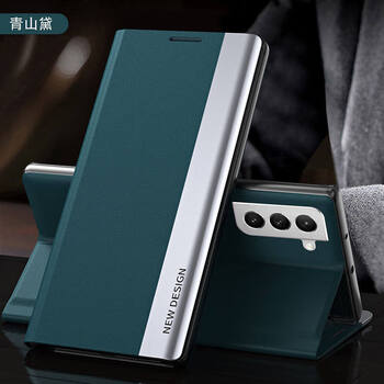 柏仕科 三星s22手机套全包防摔素皮商务s22ultra保护皮套电镀镜面翻盖