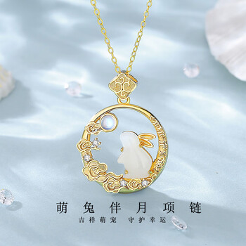 拾想十二生肖玉兔子项链女生款轻奢小众玉兔吊坠2023年本命年玉兔项链
