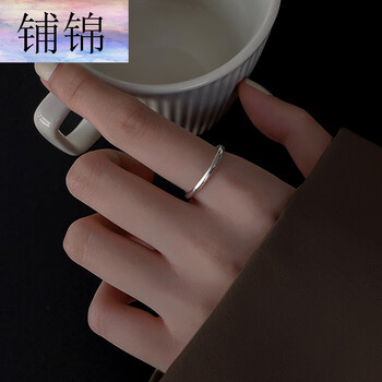 铺锦银素圈戒指女2021年新款潮线条缠绕in食指七夕情人节送男女友礼物