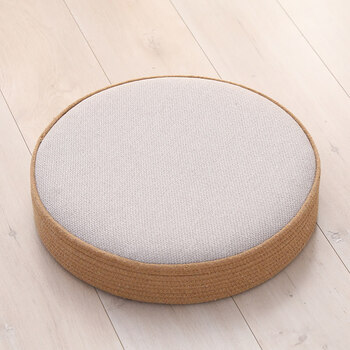 亚麻蒲团坐垫日式坐垫布艺加厚圆形榻榻米垫飘窗垫亚麻地上坐垫蒲团