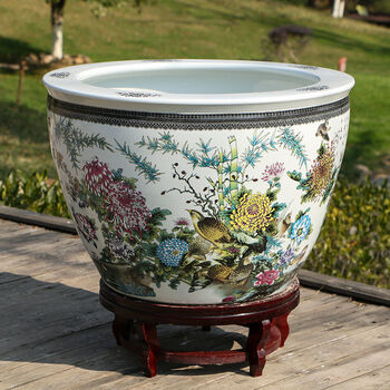 蓝桂景德镇陶瓷鱼缸特大号水缸荷花缸养锦鲤缸家用客厅落地风水缸 平