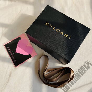 宝格丽香水纸袋礼品袋购物袋香水盒手提袋礼品盒包 黑色盒子 丝带