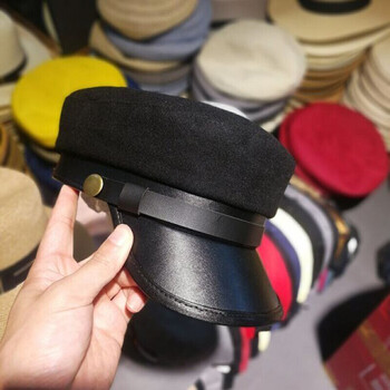 民国学生帽复古帽五四青年学生帽大头围秋冬季日系平顶鸭舌帽皮眉