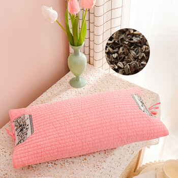全荞麦护颈枕韩国民俗枕头成人纯棉枕套单人韩式枕芯午睡低枕 粉色