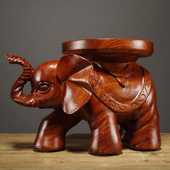 奈希森花梨木雕大象换鞋凳摆件实木质雕刻大象凳子工艺品家居客厅玄关
