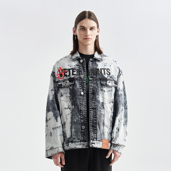 vetements2023新款夹克中性风牛仔外套两穿宽松休闲印花