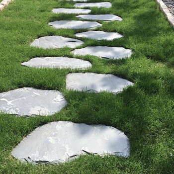 青石板花园汀步石 天然青石板汀步石户外滑地砖别墅花园垫脚石庭院