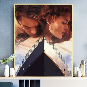 万造diy数字油画手工填色减压泰坦尼克号人物杰克露丝装饰油彩画休闲