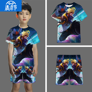 王者荣耀游戏套装男女学生夏季短袖t恤休闲衣服短裤帅气 dt孙悟空全息