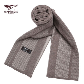 七匹狼(septwolves)围巾男冬季时尚百搭男士围巾围脖 咖啡