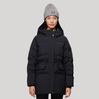 诺诗兰羽绒服女中长款保暖高充绒鹅绒户外御寒宽松收腰休闲防寒服纯