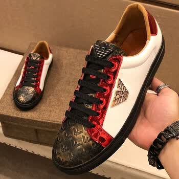 奢侈品牌阿玛尼男鞋欧洲站夏季男装小白鞋时尚舒适透气吸汗板鞋子