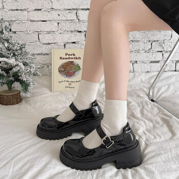 直来值网高跟玛丽珍鞋女夏2023新款日系jk小皮鞋一字扣带圆头厚底粗