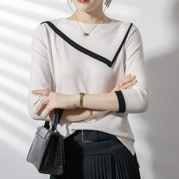 鄂尔多斯三莲春夏圆领100羊毛衫短袖毛衣女宽松韩版半袖针织打底白色m