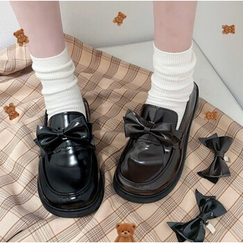 猪腰子鞋洛丽塔鞋萝莉鞋lolita波波熊日系平底娃娃鞋圆头可爱少女学生
