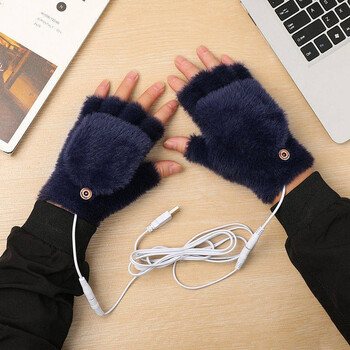 usb电热手套充电加热学生写作业取暖游戏冬季保暖双面发热露半指男士