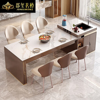 郡玺茗樽(jonximonz)岛台餐桌一体轻奢现代嵌入式电磁炉一体带水槽