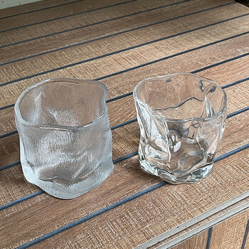 枳亲日式磨砂感扭扭杯冰川纹玻璃杯家用喝水杯子威士忌酒杯咖啡杯冰川