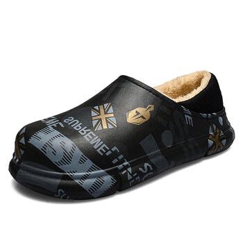 娅裕防水棉拖鞋男士冬季新款包跟保暖鞋室内防滑情侣厚底外穿棉鞋休闲