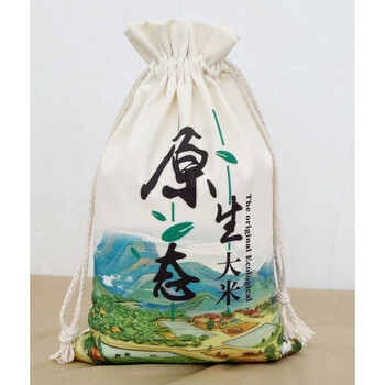 米袋布袋定制大米包装袋子小米面粉袋布袋束口袋帆布五谷杂粮袋绿色原
