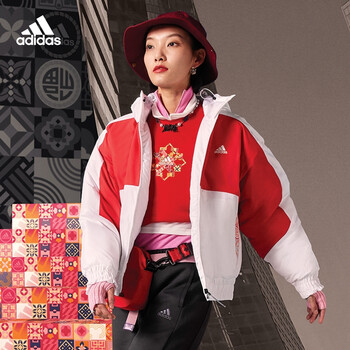 adidas阿迪达斯官网女装新年款春季新款户外棉服外套hi3267白浅猩红am