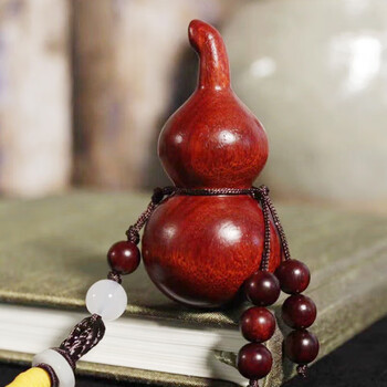 蒂宝莱dibaolai把件小叶紫檀葫芦手把件福禄文玩汽车挂件红木精雕工艺