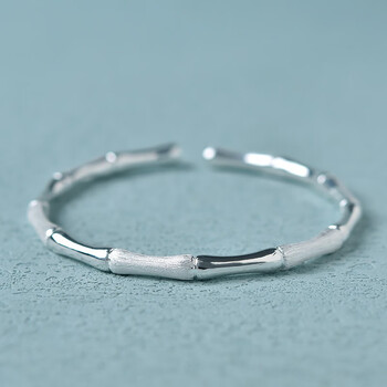 韩画竹节银手镯女男足银竹子节节高升素圈自律开口银镯子银手镯生日约