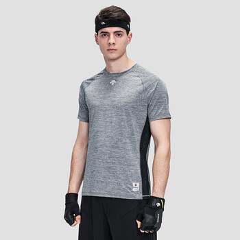迪桑特descente训练健身男子运动紧身衣紧身短袖t恤花灰色hgm