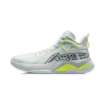 李宁战隼篮球鞋男子2021秋冬中帮减震回弹透气实战运动鞋标准白波浪蓝