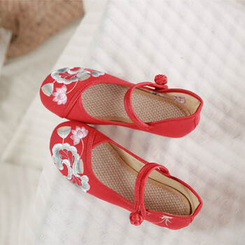 花布鞋凌波水芙蓉中国风古典汉服鞋水墨刺绣荷花莲花绣花鞋布鞋女单鞋