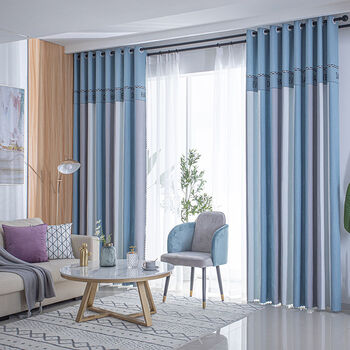 台宿舍隔热窗帘抖音网红sn6979无缝拼接灰蓝色宽40米高27米挂钩式一片