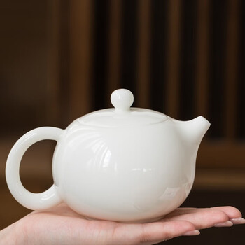 简与白德化白瓷大号300ml西施壶功夫泡茶壶单个家用陶瓷茶壶羊脂玉单