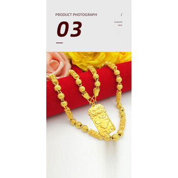 恋铂无事牌黄金古法传承麒麟项链男女999金3d硬金18k婚庆仿真不掉色