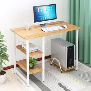 联堃简易电脑桌台式卧室小型书桌家用写字桌办公工作桌子黄梨木色