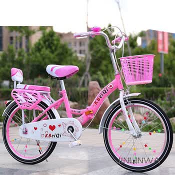 小孩子骑的小女孩自行车16-22寸折叠车中小学生车6-13定制 16寸粉架黑